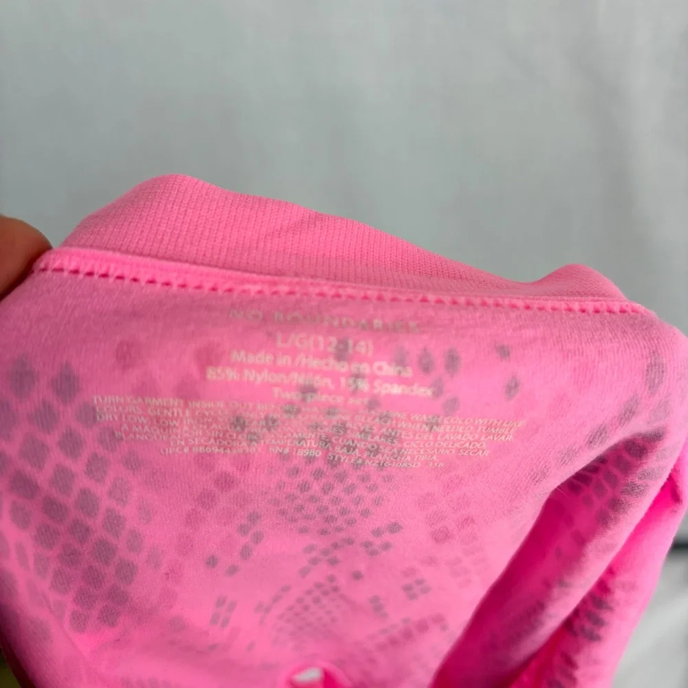 No‎ Boundaries Pink Snakeskin Activewear Tank Top and Boy Short Set Large 12-14